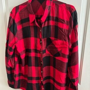 Maurices Red and Black Plaid Shirt